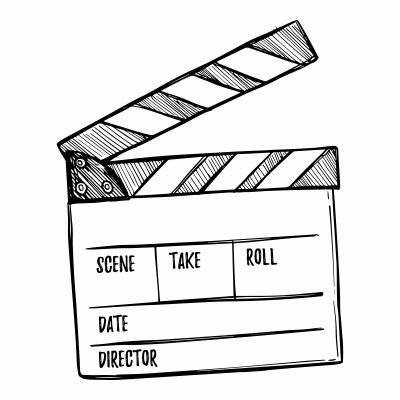 Freehand sketch of directors clapperboard.